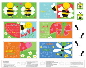 Bee-cause I Love You Fabric Book Panel, DIY Soft Book,  100% Cotton