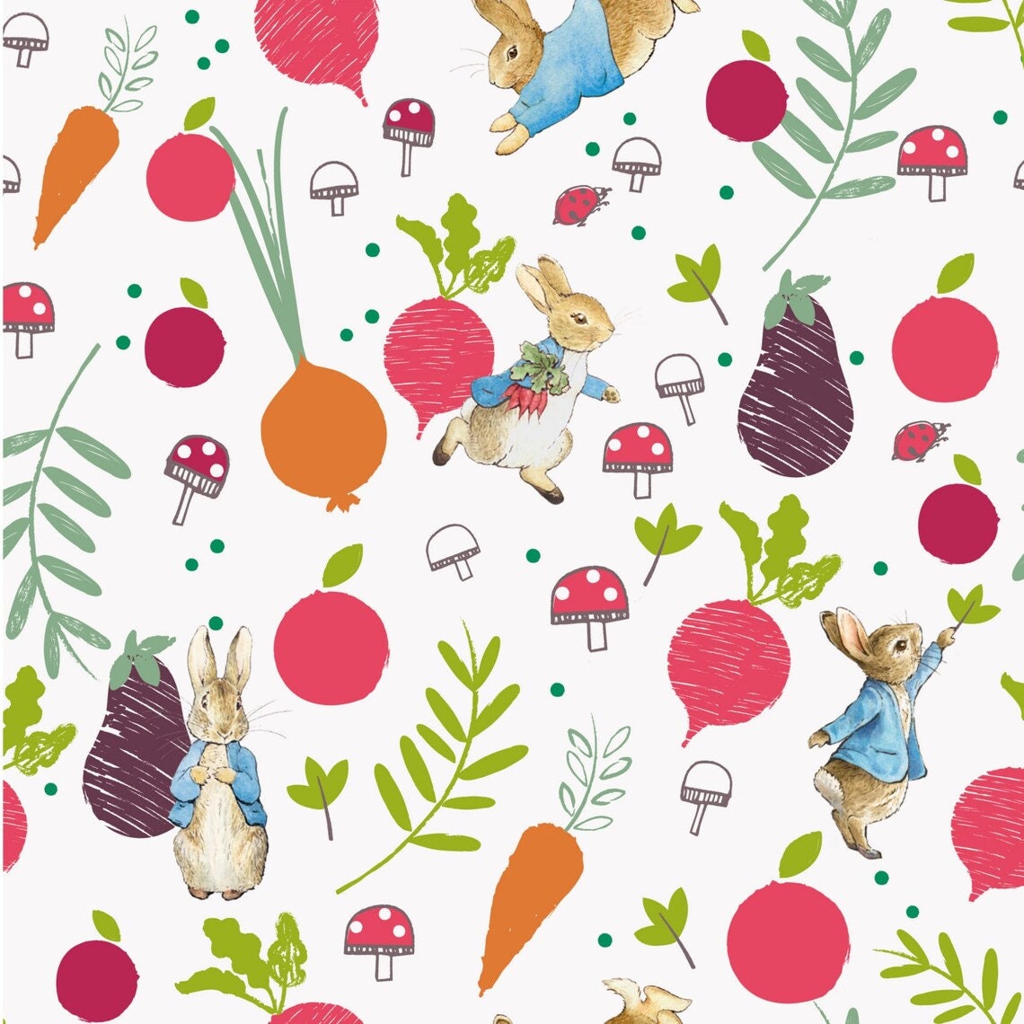 BTY Peter Rabbit in the Vegetable Garden Digital Fabric 100% - Etsy