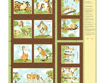 Susybee's Zoe the Giraffe Fabric Book Panel, DIY Soft Book,  100% Cotton, Material for Quilting and Sewing