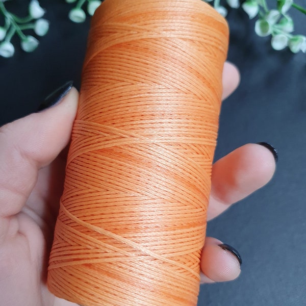 Whole role! Flat macrame yarn, orange waxed 260 m, flat 0.8 mm, leather work, leather cord, thread for macrame jewelry