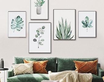 Watercolor Plant Wall Print, Plant Artwork Print,Digital Print Art,Greenery Wall Art,Botanical Wall Print,Boho Plant Art,Wall Decor painting