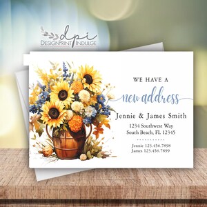 New Address Announcement Card, New Address Card, Moving Announcement, We&#39;ve Moved Card, Floral Address Card, Wild Flowers