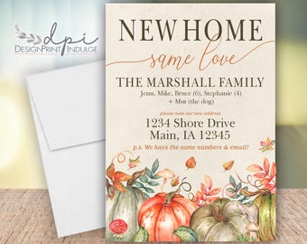 Fall Pumpkin Moving Announcement Card, New Address Cards