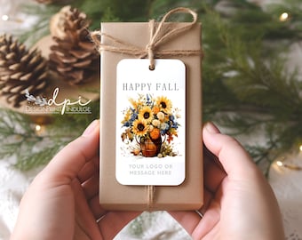 Personalized Fall Gift Tags, Floral Autumn Favor Tags