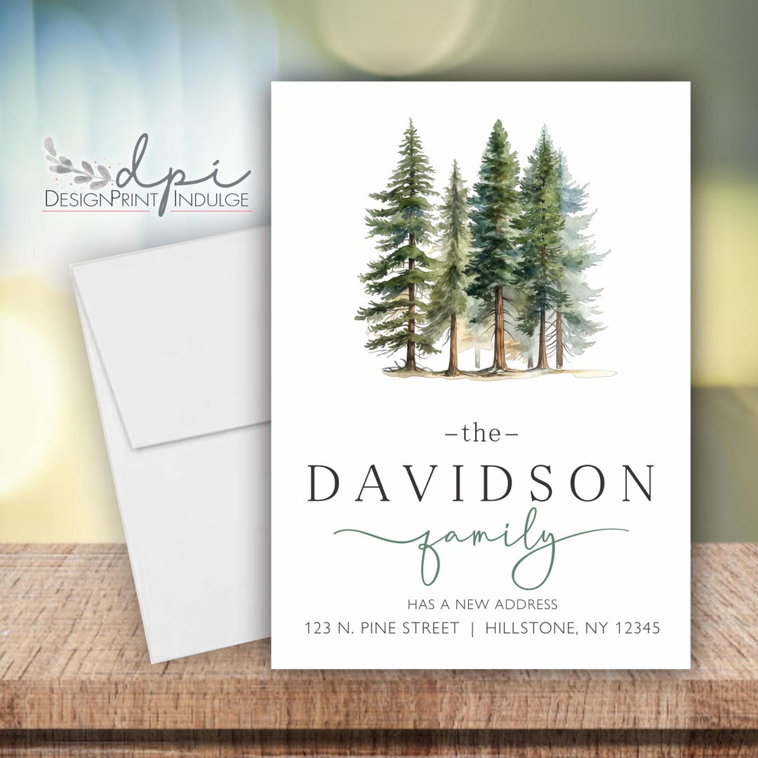 Address Me Tree Forest Trees Change of Address Announcement Cards, Personalized Forest ...