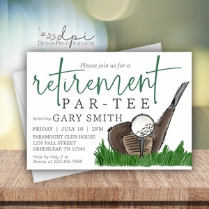 Golf Retirement Party Invitation, Personalized Golf Retirement Invitation Cards, Customize the wording and font color, Digital or Printed