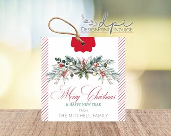 Christmas Hang Tags Printed Personalized, Favor Gift Tags, Thank You Clients Tags, Favors for Guests, Printed gift tags, Add your logo