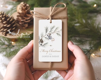 Personalized Christmas Gift Tags, Printed Holiday Favor Tags