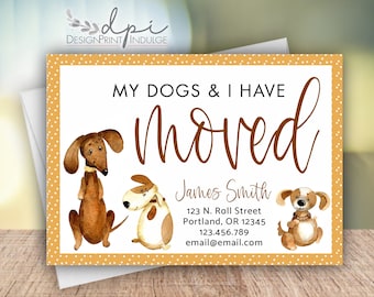 Dog Moving Announcement Cards: New Address, Custom Wording (Digital or Printed)