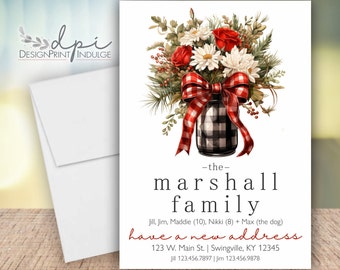 Christmas New Address Announcement Cards, Christmas change of address, We've Moved, Jar Moving Card, Digital or Printed w/ Envelopes