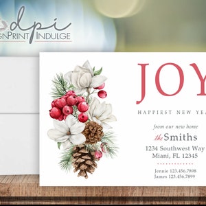 Happy New Year Change of Address Moved Announcement Card, Customize Wording, Free Envelopes & FREE Shipping, Digital or Printed