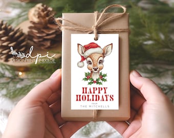 Christmas assorted PRINTED gift tag set, fun gift tags, Holiday gift tag set, printed tags for gifts, present tags, custom name tags
