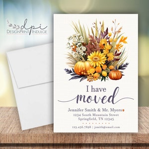 I have Moved Fall Announcements, Autumn Fall Pumpkins New Address, Change of Address, Moving Card, New Address Cards, Printed w/ Envelopes