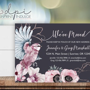 We&#39;ve moved moving announcement cards, Personalized change of address cards, Customize It, Change wording & font colors, Digital or Printed