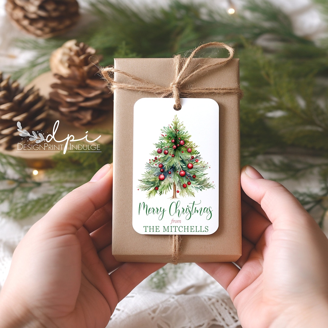 Christmas PRINTED Personalized Gift Tags, Christmas Tree Favor Tags