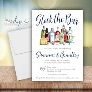 Stock the Bar Shower Invitation: Co-Ed Couples Shower, Customizable (Digital or Printed)