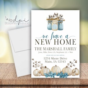 new home fall pumpkins change of address announcement cards, personalized we&#39;ve I&#39;ve moved fall change of address, printed w/ envelopes