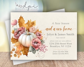 Fall Pumpkin Moving Announcement Cards, New Home Address