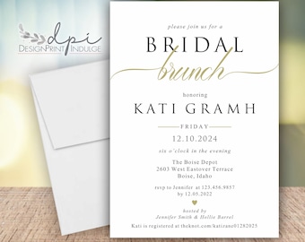 Elegant Bridal Brunch Invitation: Modern Shower Invites with Envelopes