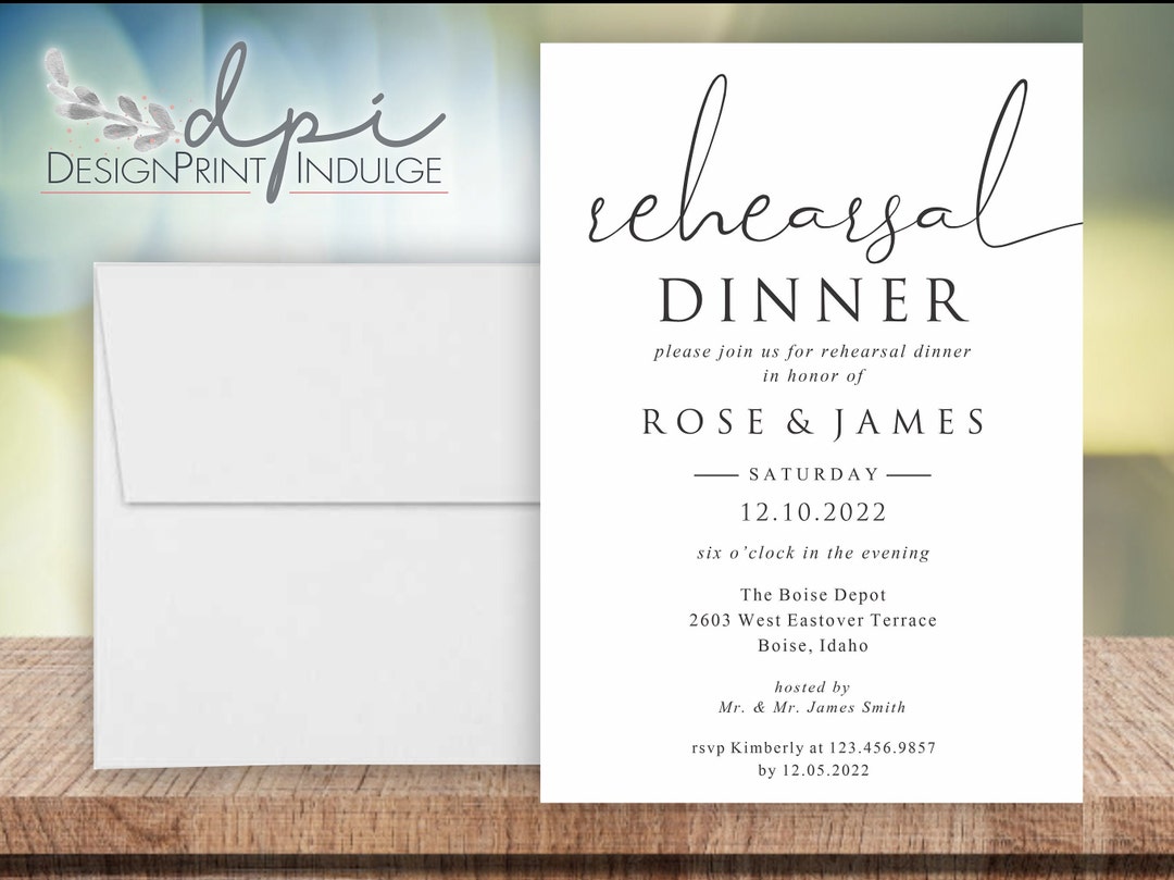 Elegant Modern Rehearsal Dinner Invitation, Rehearsal Dinner Party ...