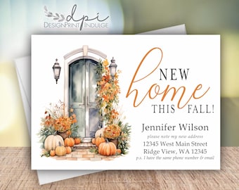 Fall Pumpkin New Home Announcement Cards, I/We Moved New Address (Digital or Print)