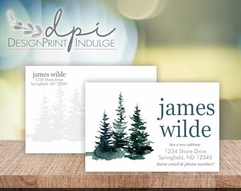 I've Moved Postcard, Forest Trees 4x6 Printed Change of Address Postcard, Moved Personalized Postcard, Customize the text and font color