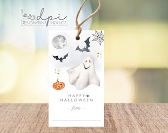 Personalized Halloween Treat Tags: Party Favor Hang Tags