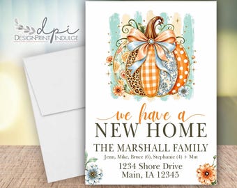 Fall Pumpkin New Home Moving Announcements (Printed or Digital)