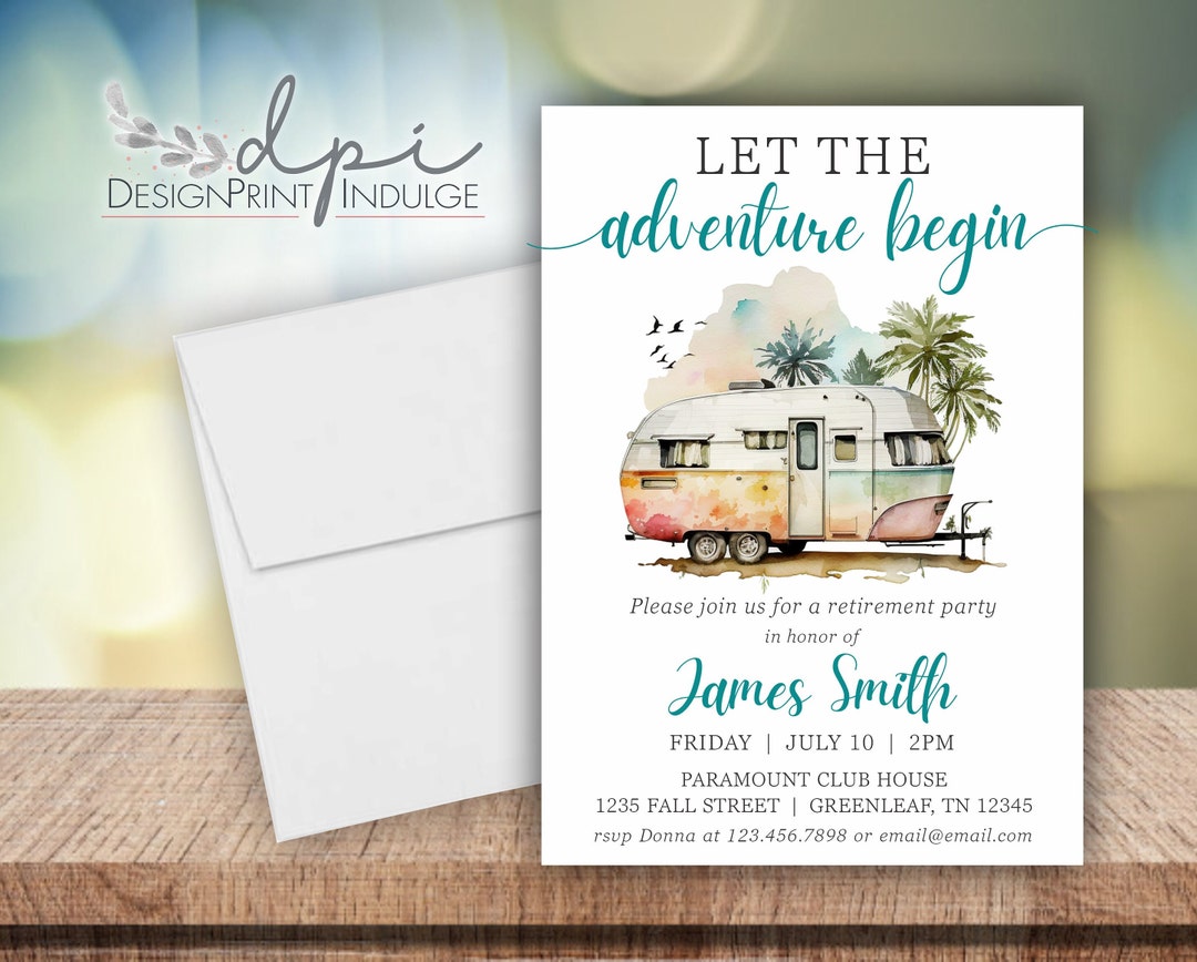 Retirement Invitation Camper Tropic Retirement Invites - Etsy