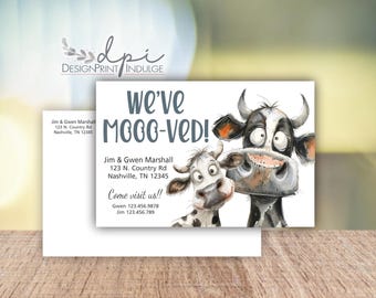 Funny Cow Moving Announcement Postcards: Personalized Change of Address