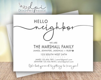 New Neighbor Introduction Card: Personalized Welcome (Digital or Printed)