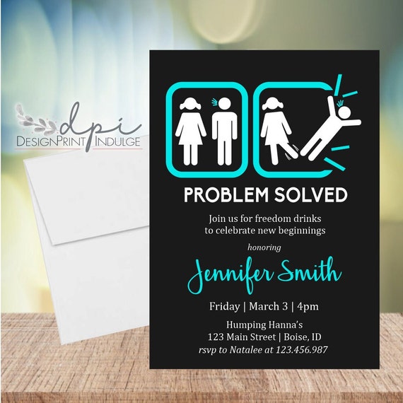 Divorce Party Invitation, Celebration Invite, Printed with Envelopes