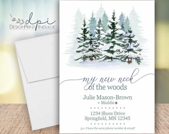 Forest Moving Announcement Cards, Personalized New Address, Printed or PDF