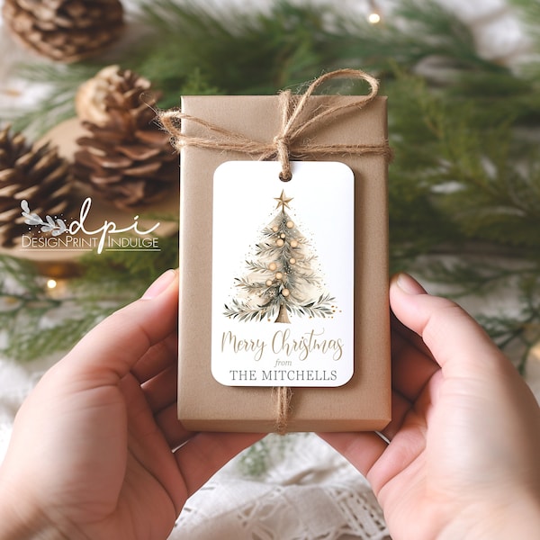 Christmas Gift Tags Personalized PRINTED, Favor Tags, Holiday Family Gift Tag, Wine Gift Tags, Holiday Party Favor Tags, Tags for Gifts