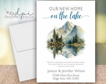 Our New Home on the Lake Change of Address New Home Announcement Cards