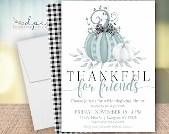 Friendsgiving Invitation: Pumpkin Dinner Party Invites, Printed Cards