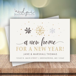 Happy New Year change of address moving card, A new home for a New Year Announcement, Change up the Wording, Digital or Printed w/ Envelopes