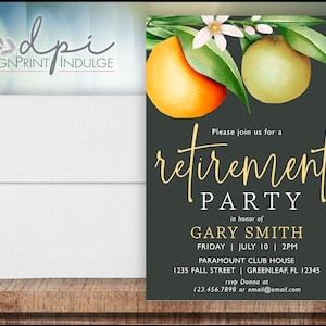 Orange Retirement Party Invitation, Retirement Invites, Modern Retirement Party Invitation, Customize wording & color, Digital or Printed