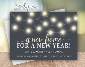 New Home Announcement Card, New Year Moving Cards