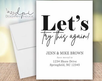 Let's Try This Again Printed Change of Address Cards:  Moving Announcement
