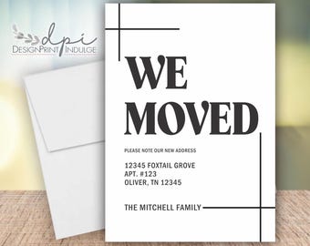 We moved announcements, modern new address cards, moving card, personalized change of address card, new home note card, we've just moved