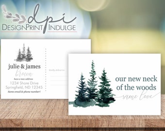 New Address Postcard: 'Our New Neck of the Woods' Moving Announcement