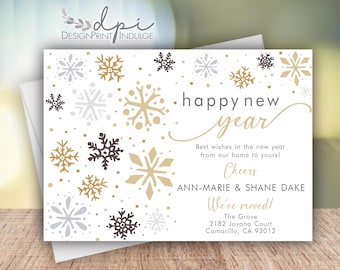 Happy New Year change of address moving announcements, New Year New Home moving cards, Printed w/ Envelopes & FREE SHIPPING
