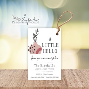 Hello new neighbor Tags, Printed Personalized Introduction To the Neighbhood Gift Tags, Welcome Neighbor Favor Gift Tags, Printed gift tags