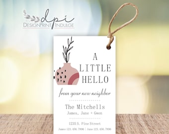 Hello new neighbor Tags, Printed Personalized Introduction To the Neighbhood Gift Tags, Welcome Neighbor Favor Gift Tags, Printed gift tags