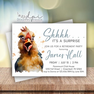 Funny Retirement Party Invitation, Retirement Celebration Invitation Cards, Customize the wording, Digital or Printed w/ Envelopes
