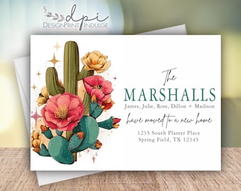 Change of Address with Cactus: New Address Announcement Card Printed or Digital