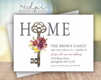 Happy new home new address announcement card, Personalized address card, New Home change of address card, Customize It, Digital or Printed