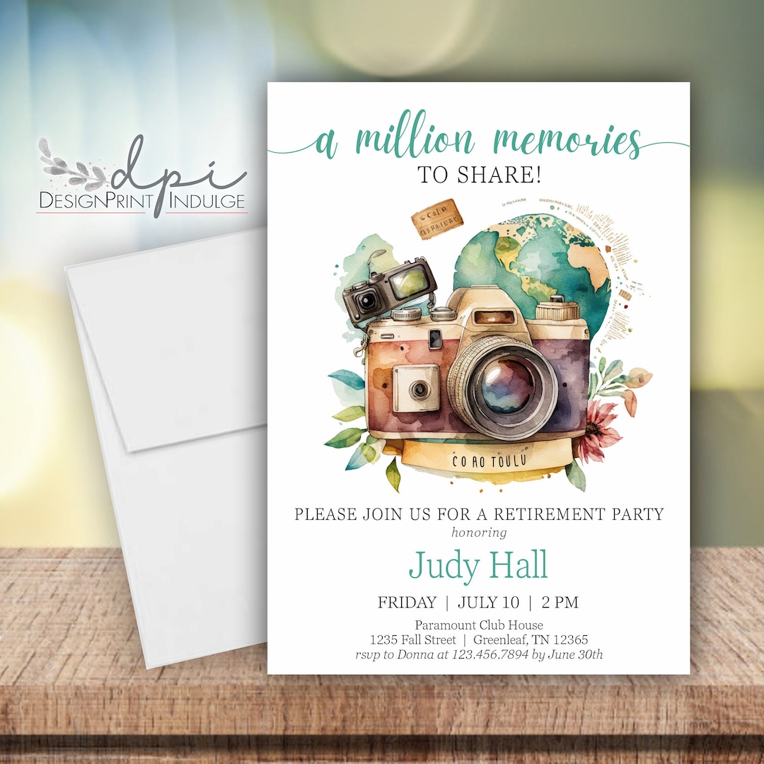 Retirement Party Invitation Vintage Camera, Camera Retirement Party ...