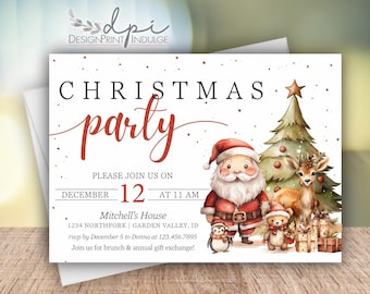 Christmas Party Invitation, Holiday Party Invite, Christmas Dinner Party Invites, Christmas Holiday Invite, Print w/ Envelopes FREE shipping
